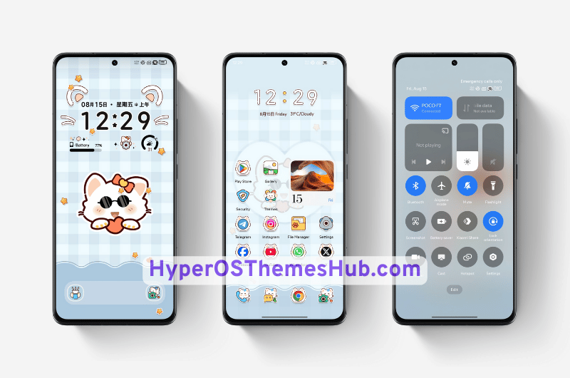 Starlight Shower Cute Cat HyperOS Theme