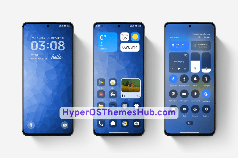 Blue Geometic Fission HyperOS Theme