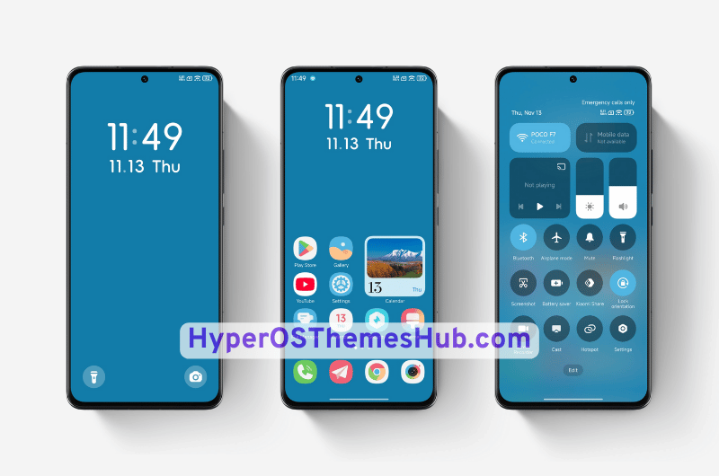 Solid Color Simple Blue HyperOS Theme