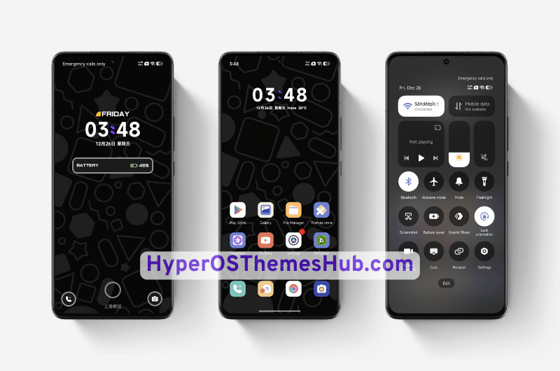 Simple Black Geometry HyperOS Theme