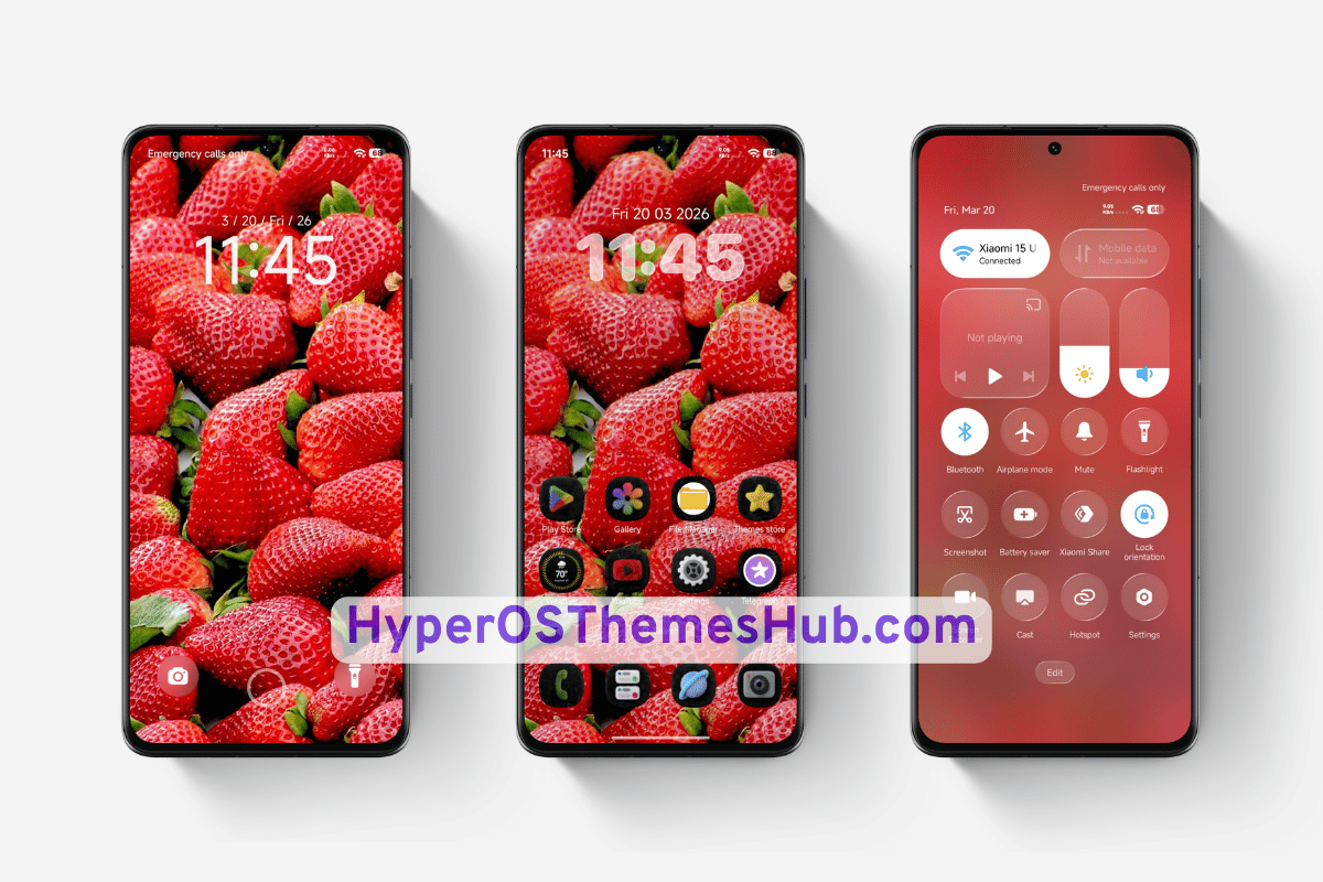 Strawberry HyperOS Theme for Xiaomi, REDMI, & POCO 1 Strawberry HyperOS Theme