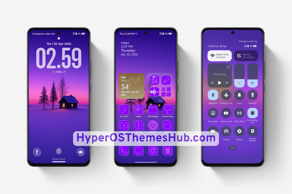 Purple-3 HyperOS Theme for Xiaomi, REDMI, & POCO 2 HyperOSThemesHub.com 12 3 Purple-3 HyperOS Theme