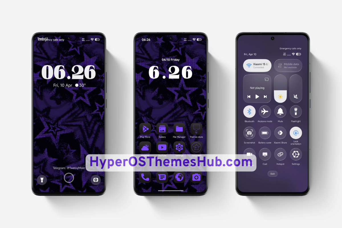 Purple Stars HyperOS Theme