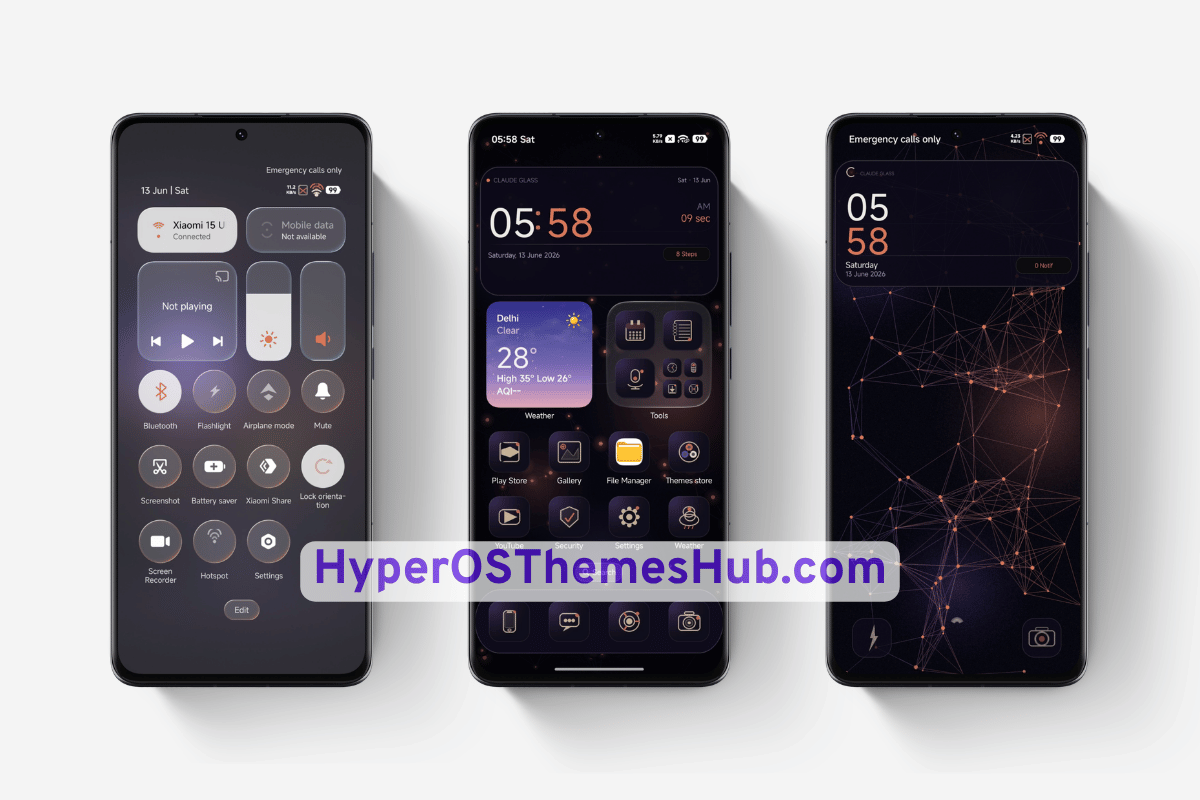 HyperOSThemesHub.com 12 Claude Glass HyperOS Theme