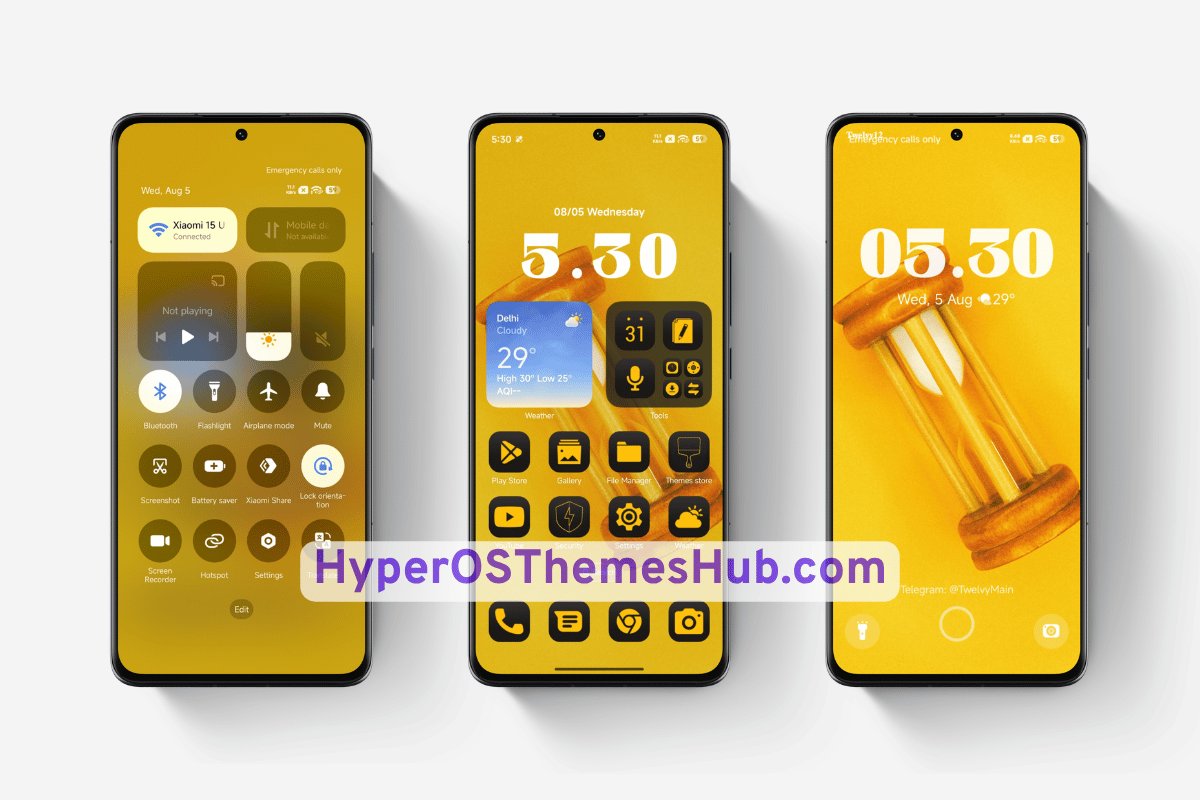 HyperOSThemesHub.com 21 Yellow Hourglass HyperOS Theme