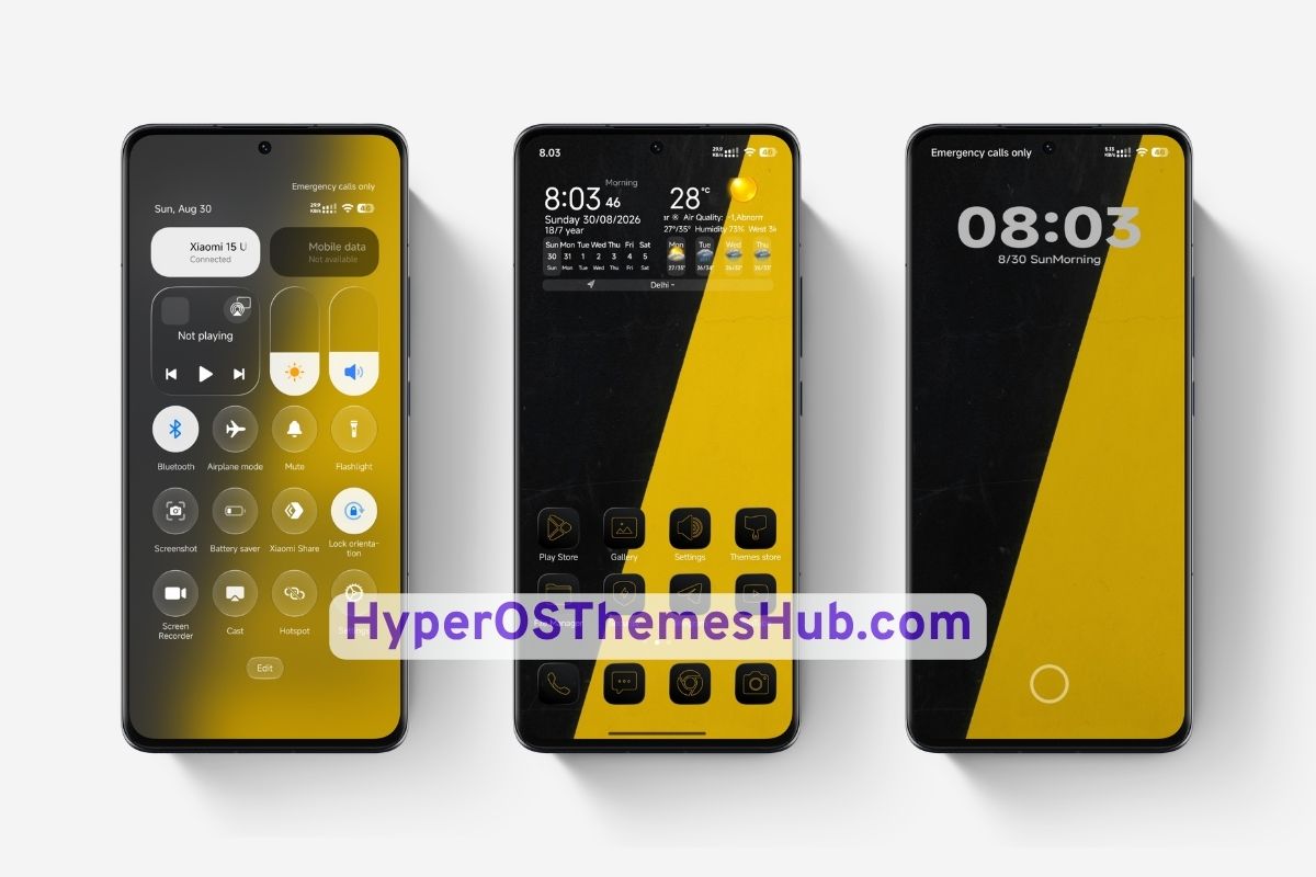 HyperOSThemesHub.com 30 VK Yellow HyperOS Theme