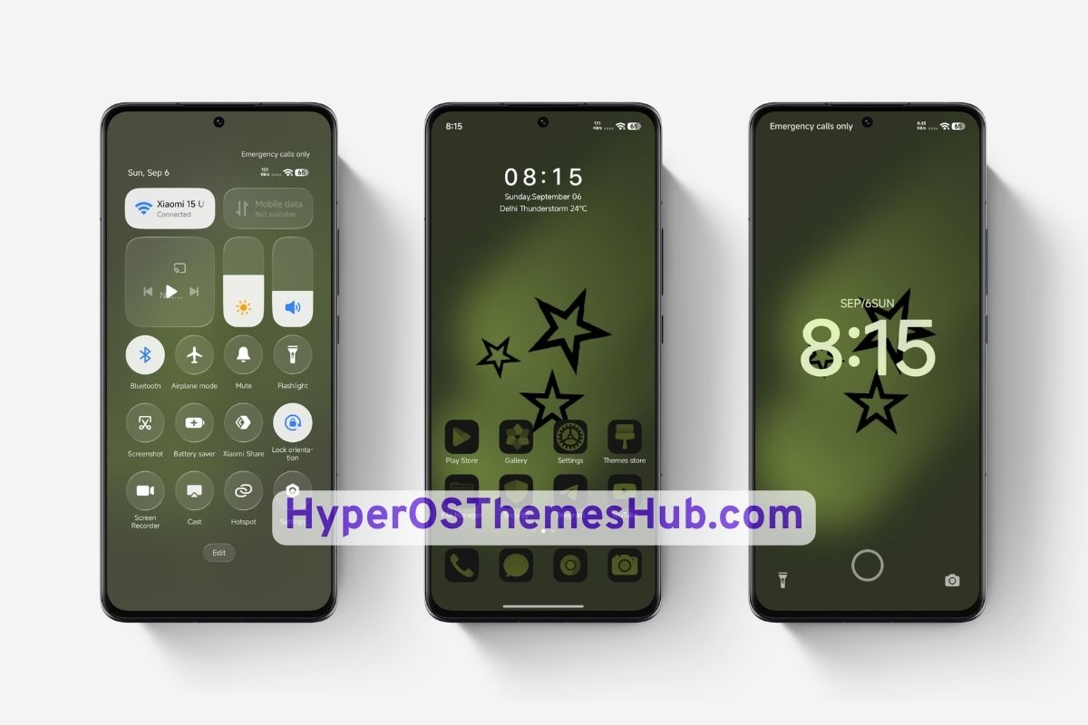 HyperOSThemesHub.com 68 OLIVE GREEN HyperOS Theme